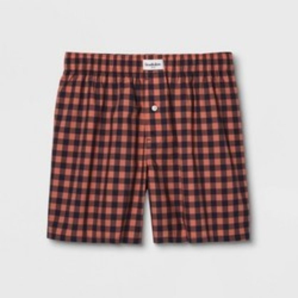 2 Pack Large Men's Plaid Woven Boxer Shorts Coral